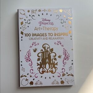 Disney Princess Art Therapy Book with Gold and Pink Accents